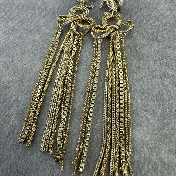 CHANEL CC Gold Chain Dangle Long Clip on Earrings - Picture 5 of 11